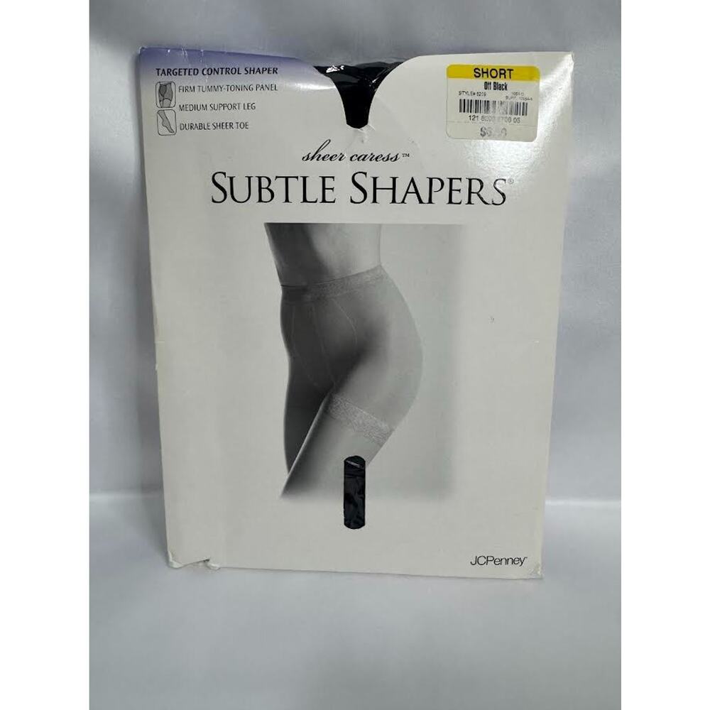 Sheer Caress Subtle Shapers Pantyhose Control Tights – Short, Off Black